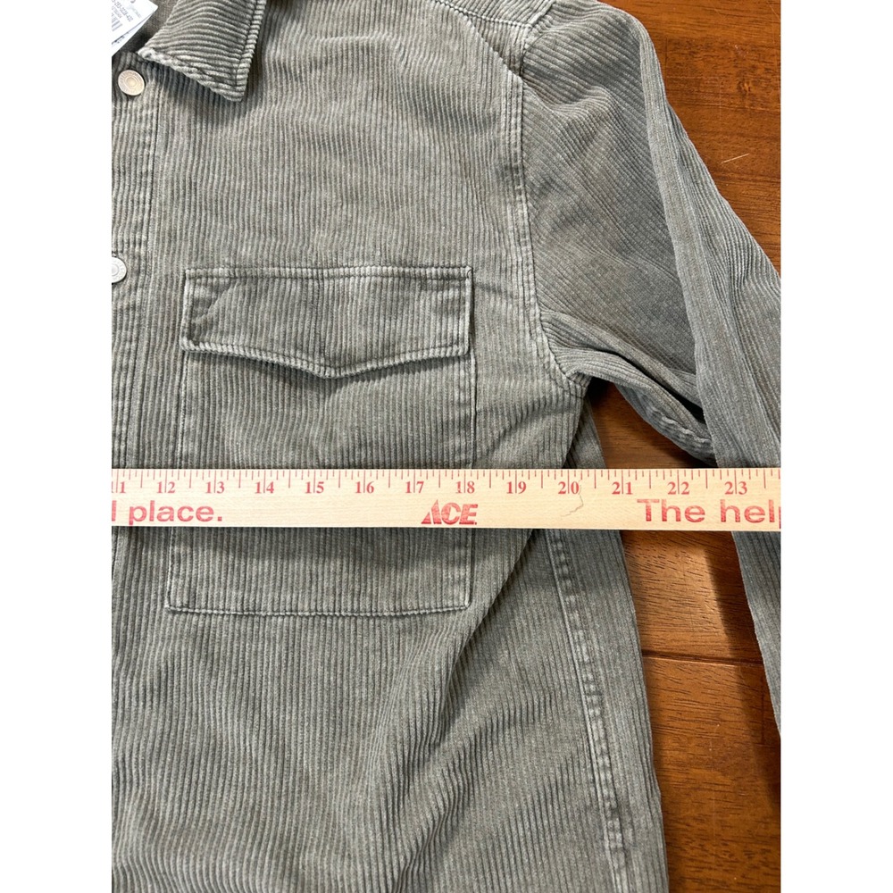 New Abercrombie & Fitch Corduroy Shirt Jacket Mens M Gray Button Front - Picture 8 of 11